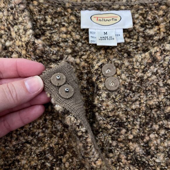 Talbots Sweater Cardigan Womens Medium Brown Wool Blend Long Sleeve Snap Close - Picture 4 of 9